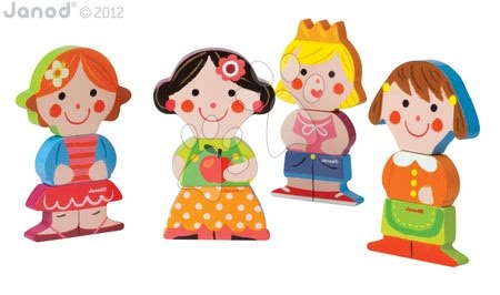 Puzzle pro nejmenší - Dřevěné magnetické figurky Dolls Funny Magnet Janod - 3
