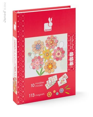 Magnetky pro děti - Magnetická kniha Mosaic Flowers Magneti'Book Janod - 1