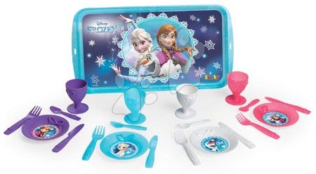 Játékkonyha kiegészítők és edények - Felszolgáló tálca étkészlettel Frozen Disney Smoby csillámos és 21 kiegészítővel_1