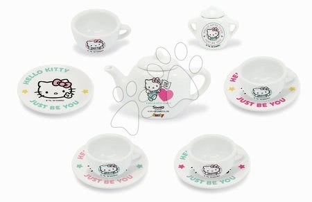 Riadíky a doplnky kuchynky - Porcelánová čajová súprava Hello Kitty Smoby