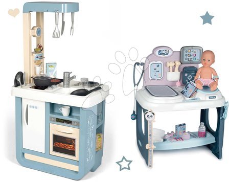 Kuchyňky pro děti sety - Set kuchyňka se zvukem Bon Appetit Kitchen Grey Smoby
