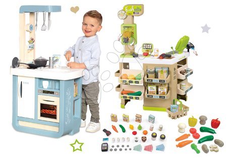 Dětské kuchyňky - Set kuchyňka se zvukem Bon Appetit Kitchen Grey Smoby