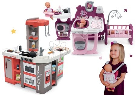 Hračky pre dievčatá - Set kuchynka elektronická Tefal Studio 360° XXL Bubble Smoby mrkvová