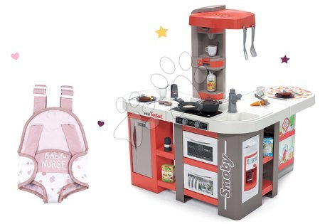Bucătării de jucărie - Set bucătărie electronică de jucărie Tefal Studio 360° XXL Bubble Smoby de culoare morcovului