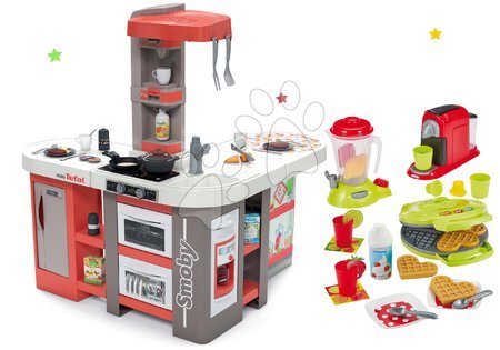 Bucătării de jucărie - Set bucătărie electronică de jucărie Tefal Studio 360° XXL Bubble Smoby de culoarea morcovului