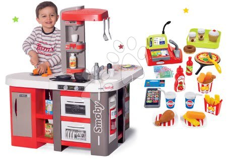 Kuchyňky pro děti sety - Set kuchyňka elektronická Tefal Studio 360° XXL Bubble Smoby mrkvová - 42