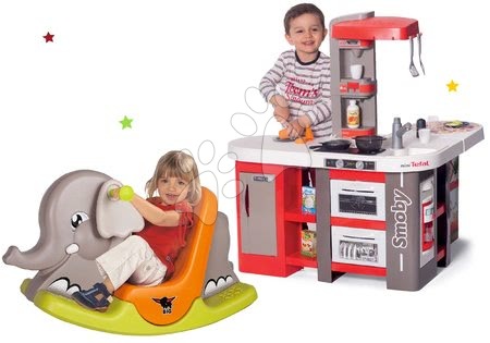 Kuchnia dla dzieci zestawy - Zestaw kuchnia elektroniczna Tefal Studio 360° XXL Bubble Smoby marchewkowa - 41