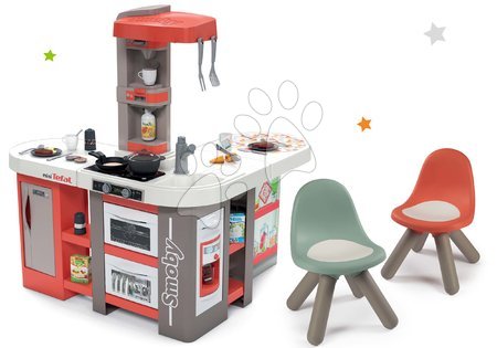 Bucătării de jucărie - Set bucătărie electronică de jucărie Tefal Studio 360° XXL Bubble Smoby de culoarea morcovului