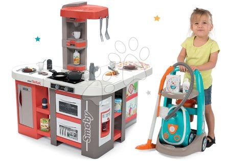 Kuchyňky pro děti sety - Set kuchyňka elektronická Tefal Studio 360° XXL Bubble Smoby mrkvová - 45