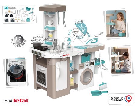 Elektronikus játékkonyhák - Játékkonyha elektronikus mosógéppel és vasalódeszkával Tefal Cleaning Kitchen 360° Smoby_1