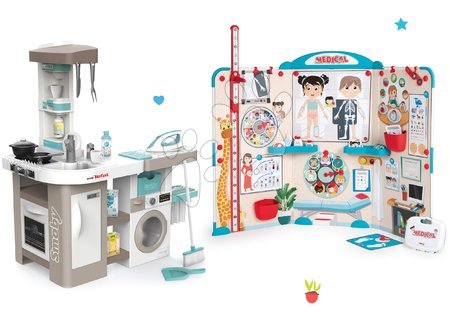 Otroške kuhinje Smoby - Komplet elektronska kuhinja s pralnim strojem in likalno desko Tefal Cleaning Kitchen 360° Smoby