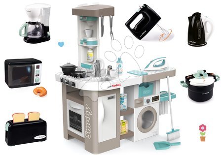 Játékkonyha szettek - Szett elektronikus játékkonyha mosógéppel és vasalódeszkával Tefal Cleaning Kitchen 360° Smoby