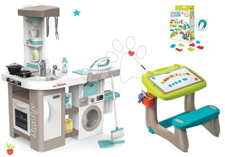 Detské kuchynky - Set kuchynka elektronická s práčkou a žehliacou doskou Tefal Cleaning Kitchen 360° Smoby
