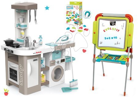 Detské kuchynky - Set kuchynka elektronická s práčkou a žehliacou doskou Tefal Cleaning Kitchen 360° Smoby