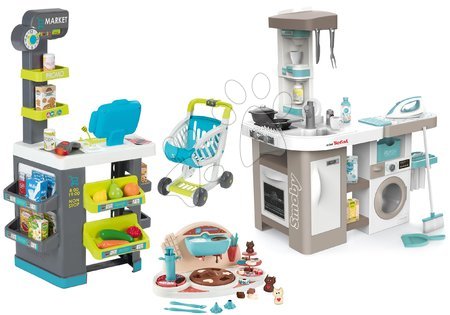 Otroške kuhinje - Komplet elektronska kuhinja s pralnim strojem in likalno desko Tefal Cleaning Kitchen 360° Smoby