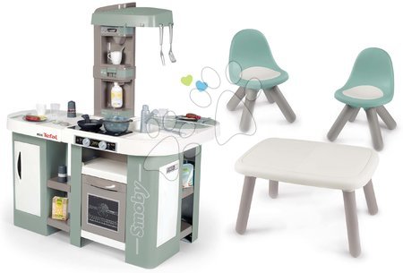 Detské kuchynky - Set kuchynka elektronická s bublaním Tefal Studio Kitchen XL Bubble 360° a stôl KidTable Smoby