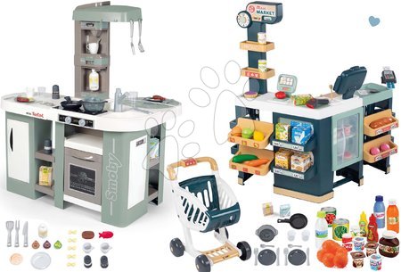 Spielküchen - Set elektronische Küche mit Sprudeln Tefal Studio Kitchen XL Bubble 360° und Geschäft Maxi Market Smoby