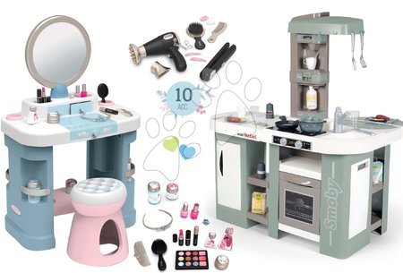 Mini Tefal - Set bucătărie electronică cu bule magice Tefal Studio Kitchen XL Bubble 360° și măsuță cosmetică Smoby