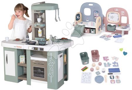 Detské kuchynky - Set kuchynka elektronická s bublaním Tefal Studio Kitchen XL Bubble 360° a domček pre bábiku Baby Care Smoby_1