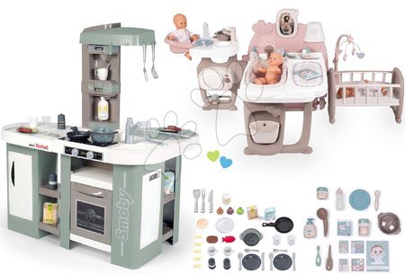 Otroške kuhinje - Komplet kuhinja elektronska z mehurčki Tefal Studio Kitchen XL Bubble 360° in hišica za dojenčka Smoby