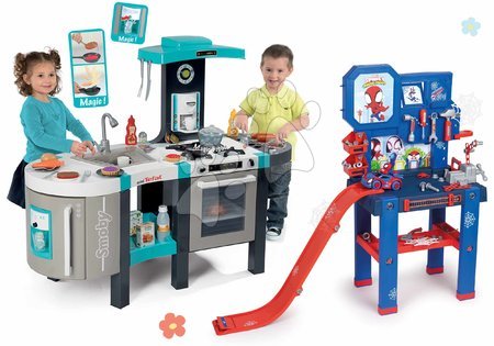 Kuchnia dla dzieci zestawy | Strona 3 - Zestaw kuchenny elektroniczny i warsztat roboczy Spidey Tefal French Touch Bubble Smoby