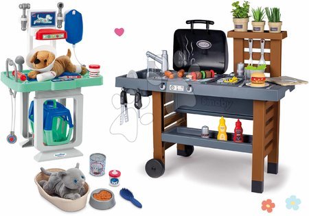 Kuchnia dla dzieci zestawy | Strona 12 - Zestaw grill do ogrodu i weterynaryjny wózek klinika Garden Kitchen Smoby