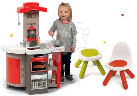 Obyčajné kuchynky - Set kuchynka skladacia Tefal Opencook Smoby červená s kávovarom a chladničkou