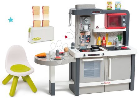 Dětské kuchyňky - Set kuchyňka rostoucí s tekoucí vodou Tefal Evolutive Smoby a mikrovlnka Tefal s topinkovačem a židličkou KidChair_1