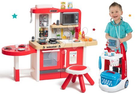 Kuchyňky pro děti sety - Set kuchyňka rostoucí s tekoucí vodou a mikrovlnkou Tefal Evolutive Smoby