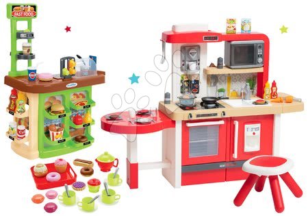 Kuchyňky pro děti sety - Set kuchyňka rostoucí s tekoucí vodou a mikrovlnkou Tefal Evolutive Smoby