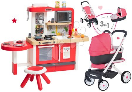 Kuchyňky pro děti sety - Set kuchyňka rostoucí s tekoucí vodou a mikrovlnkou Tefal Evolutive Smoby