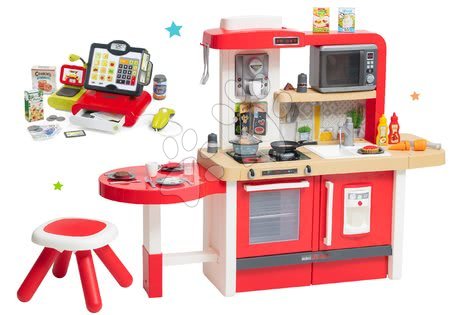 Kuchyňky pro děti sety - Set kuchyňka rostoucí s tekoucí vodou a mikrovlnkou Tefal Evolutive Smoby