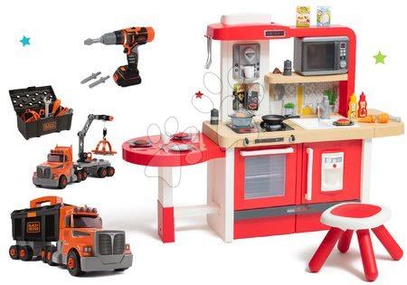 Kuchyňky pro děti sety - Set kuchyňka rostoucí s tekoucí vodou a mikrovlnkou Tefal Evolutive Smoby
