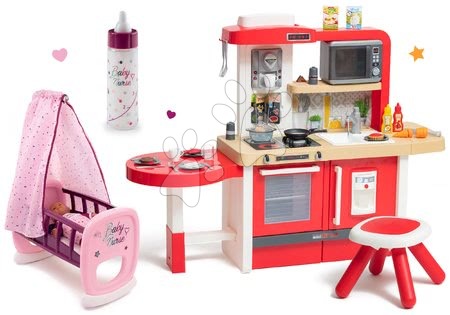Kuchyňky pro děti sety - Set kuchyňka rostoucí s tekoucí vodou a mikrovlnkou Tefal Evolutive Smoby