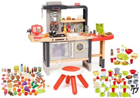 Kuchynky pre deti sety - Set reštaurácia s elektronickou kuchynkou Chef Corner Restaurant Smoby s potravinami 75 ks a vaflovač s riadom 70 ks