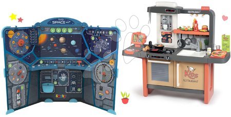 Kuhinje za djecu setovi - Set reštaurácia s elektronickou kuchynkou Kids Restaurant a náučná hra Smoby