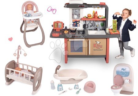 Kuchynky pre deti sety - Set reštaurácia s elektronickou kuchynkou Kids Restaurant záchod s kúpeľnou Smoby