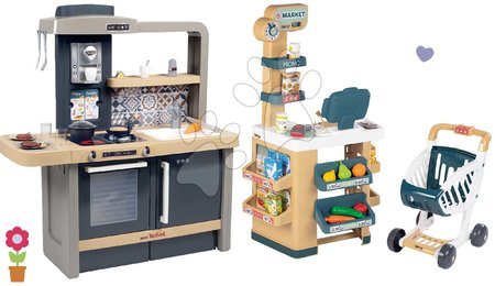 Kuchynky pre deti sety - Set kuchynka elektronická s nastaviteľnou výškou Tefal Evolutive a obchod Market Smoby