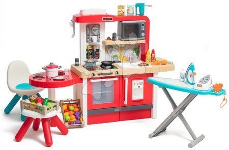 Bucătărie pentru copii seturi - Bucătărie de jucărie, care crește împreună cu vârsta, cu apă curgătoare și cuptor cu microunde Tefal Evolutive Gourment Smoby