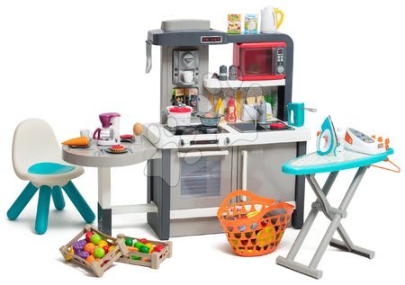 Kuhinje za otroke kompleti - Kuhinja s tekočo vodo in možnostjo povišanja Tefal Evolutive Gourment Smoby - 130