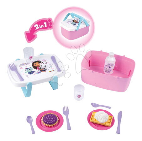 Nádobí a doplňky do kuchyňky - Piknikový košík a stolek 2v1 Gabby Picnic Basket Smoby - 2