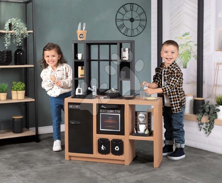 Játékkonyhák - Szett modern játékkonyha Loft Industrial Kitchen és Kidtable asztal Smoby_1