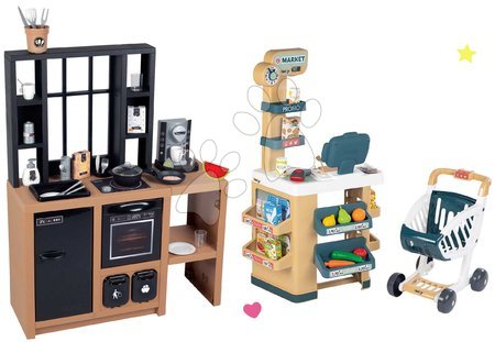 Játékkonyhák - Szett modern játékkonyha Loft Industrial Kitchen Smoby
