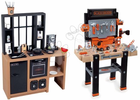 Role Play - Set bucătărie modernă Loft Industrial și atelier de lucru electronic Bricolo Smoby