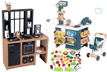 Detské kuchynky - Set kuchynka moderná Loft Industrial s elektronickým obchodom Smoby