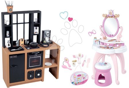 Kuchnia dla dzieci zestawy - Nowoczesny zestaw kuchenny Loft Industrial i toaletka Princess Smoby - 51