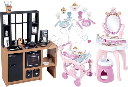 Dětské kuchyňky - Set kuchyňka moderní Loft Industrial a kosmetický stolek Princezny Smoby