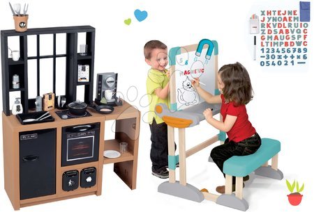 Játékkonyhák - Szett modern játékkonyha Loft Industrial Kitchen és rajzpad Smoby