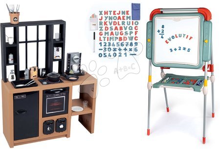 Kuchynky pre deti sety - Set kuchynka moderná Loft Industrial a tabuľa na kreslenie Smoby
