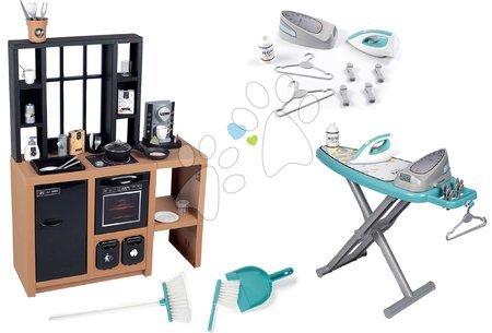 Detské kuchynky - Set kuchynka moderná Loft Industrial a vysávač elektronický Smoby